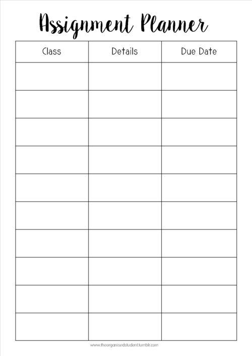 Middle School Student Planner Template Tumblr