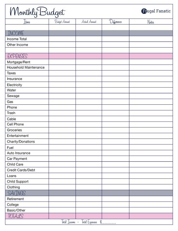 Monthly Budget Planner Template Pin On Diy Projects