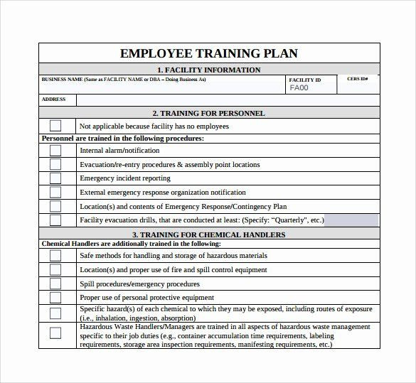 New Hire Training Plan Template Employee Training Plan Template Unique Free Employee