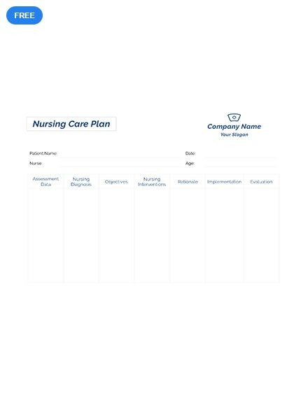 Nursing Care Plan Template Blank Free Printable Nursing Care Plan Template Pdf