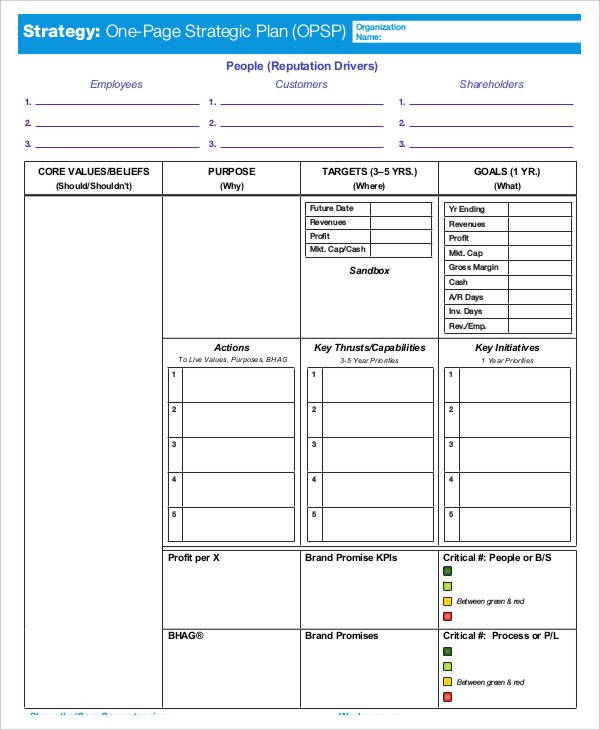 One Page Project Plan Template Image Result for 1 Page Strategic Plan