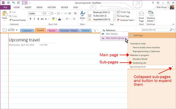 Onenote Daily Planner Template Enote Gtd Productivity with Freeform Notes Tuts