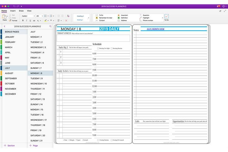 Onenote Daily Planner Template Key2success Planner Digital Planner Ipad 