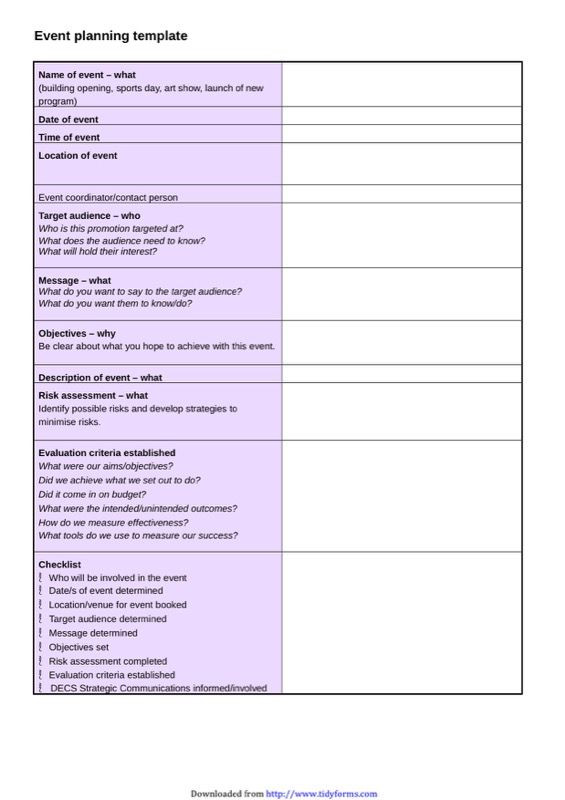 Party Planner Checklist Template Free Pin On Contracts