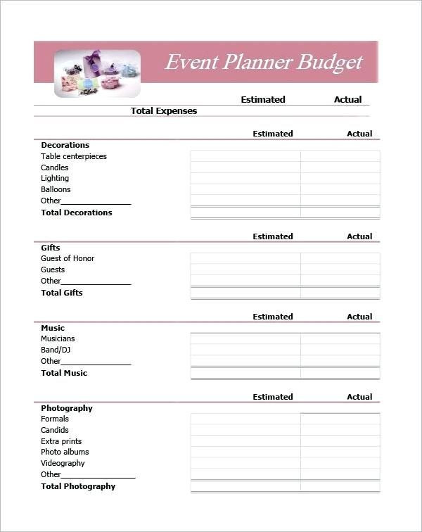 Party Planning Budget Template Beispiel Für Eine Excel Ereignisplanungstabelle