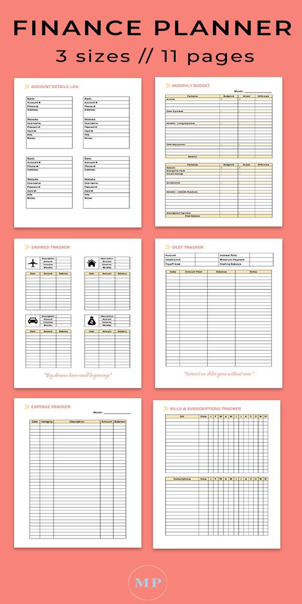 Personal Finance Planner Template Pin On Printable Planners