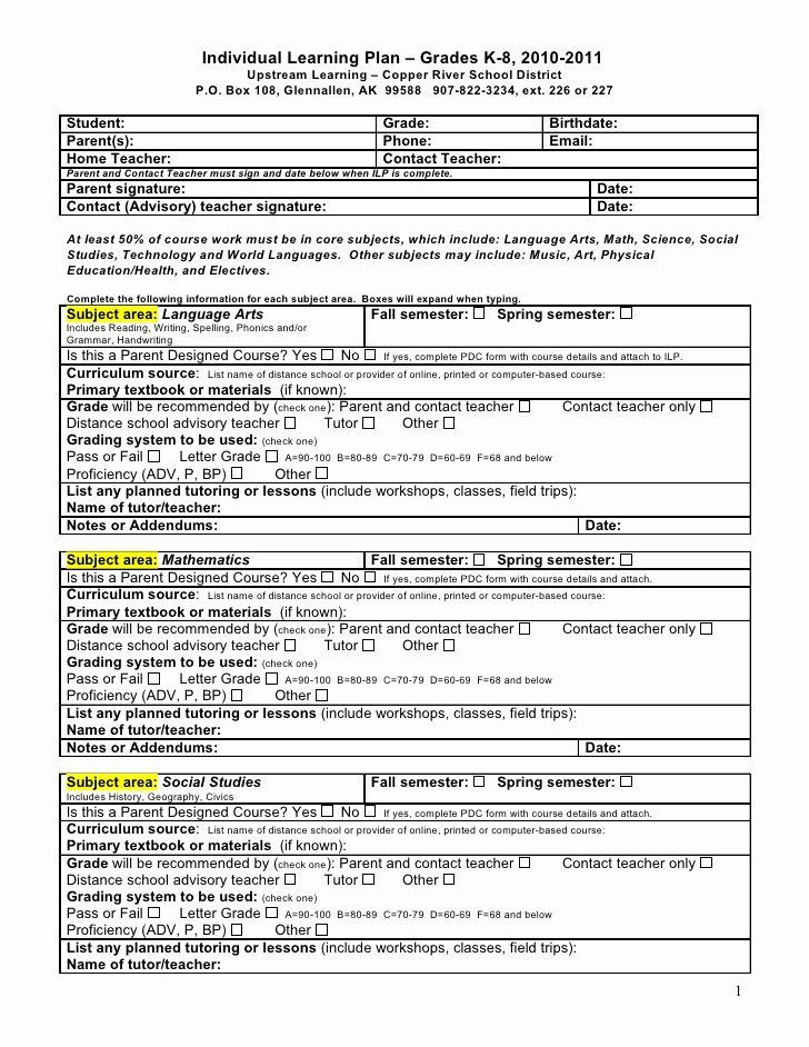 Personal Learning Plan Template Individual Service Plan Template Elegant Individual Learning