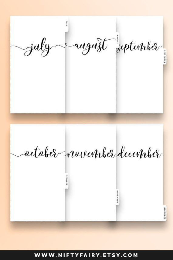 Personal Planner Divider Template Personal Planner Dividers Personal Dividers Monthly Dividers