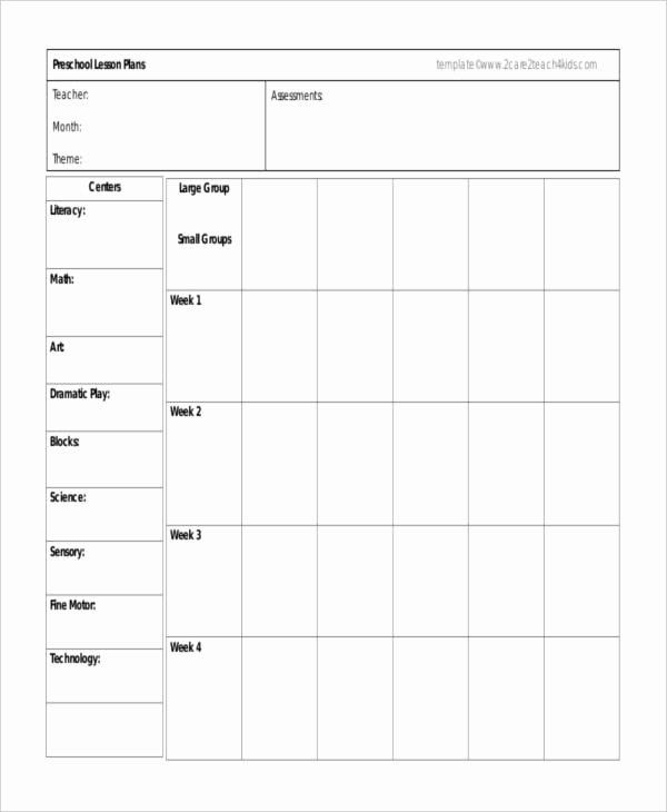 Printable Blank Lesson Plan Template Preschool Lesson Plans Template Elegant 10 Printable