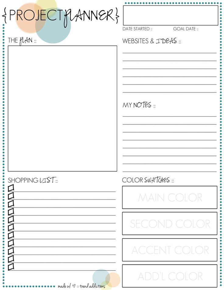 Printable Project Planner Template Monthly Freebie