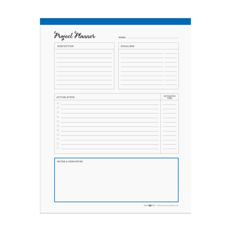 Printable Project Planner Template Project Planner Printable From Elle &amp; Pany