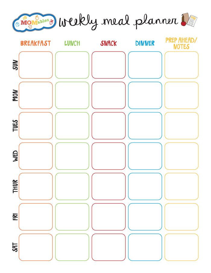 Printable Weekly Meal Planner Template Pin On Nom Noms