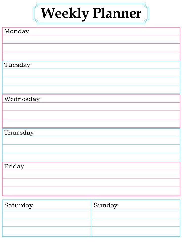 Printable Weekly Planner Template Weekly Planner