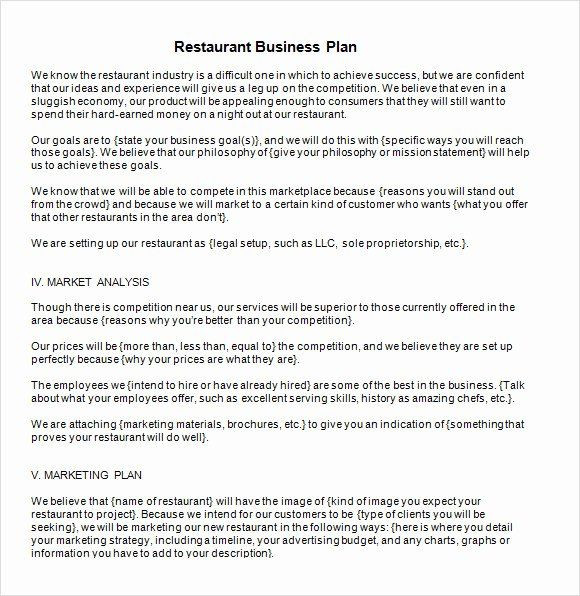Restaurant Business Plan Template Pdf Restaurant Marketing Plan Template Best 13 Sample