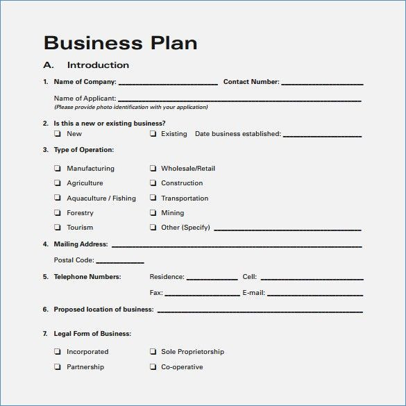 Restaurant Business Plan Template Word Blank Business Plan Template Word
