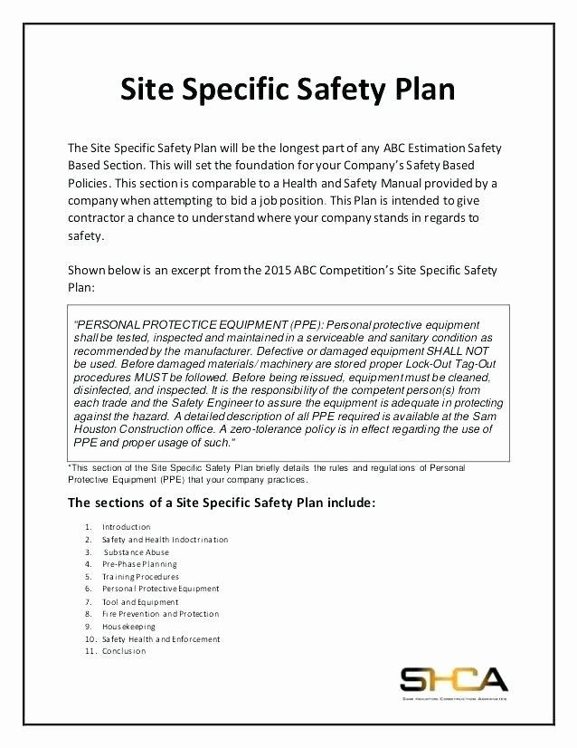 Safety Plan Template for Youth Construction Site Safety Plan Template Beautiful Site