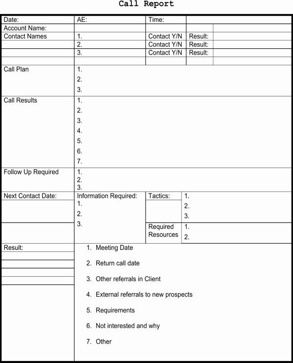 Sales Call Planner Template Sales Call Plan Template Inspirational Sales Call Report