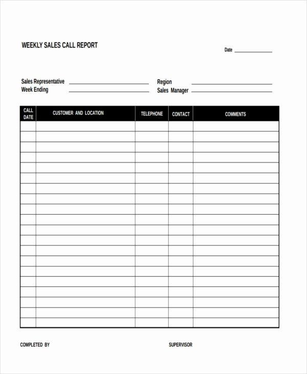 Sales Call Planner Template Sales Call Planner Template Fresh Free 15 Sales Report form