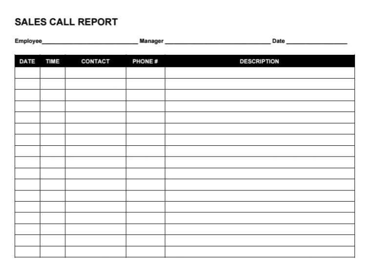 Sales Call Planner Template Sales Call Report Template 2