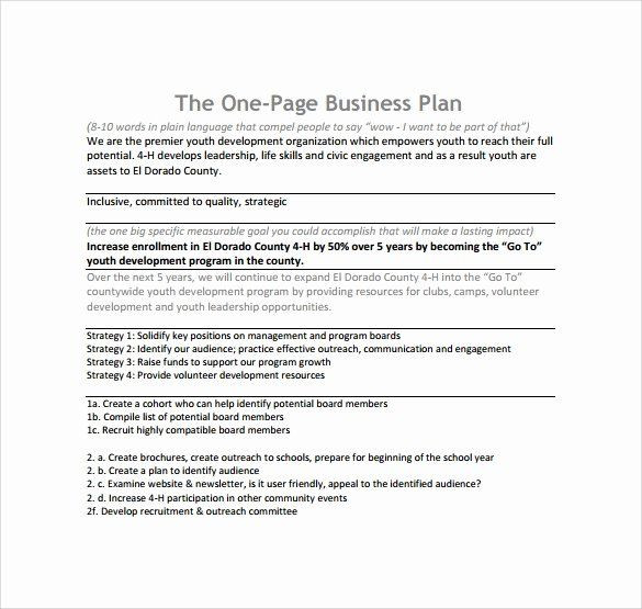 Salon Business Plan Template 1 Page Business Plan Template Beautiful 10 E Page Business