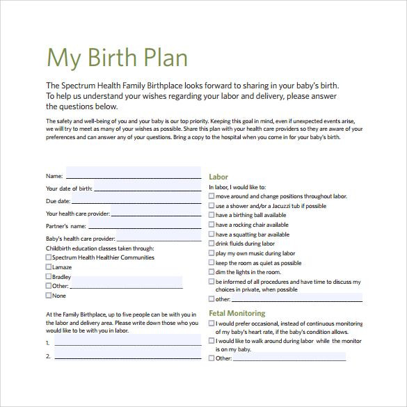 Sample Birthing Plan Template Pin On Babies