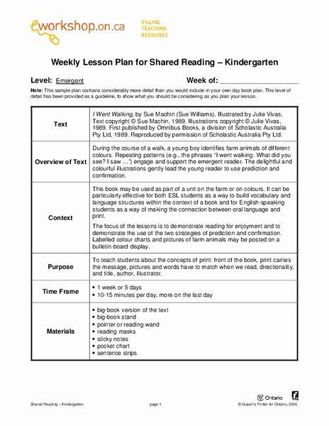 Shared Reading Lesson Plan Template D Reading Lesson Plans Awesome Weekly Lesson Plan for D