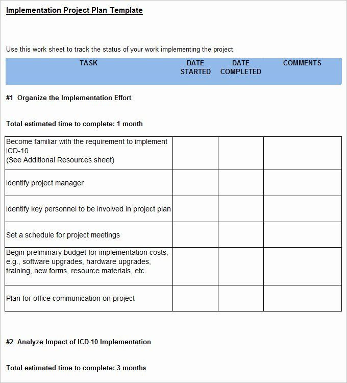 Simple Implementation Plan Template Project Implementation Plan Template Unique Project