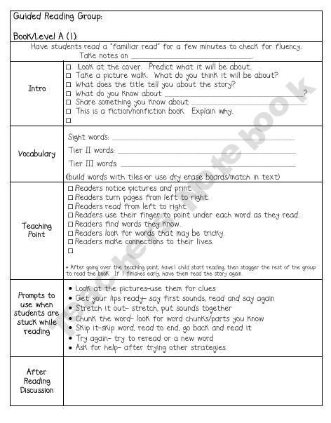 Small Group Instruction Planning Template Always Looking for Guided Reading Ideas