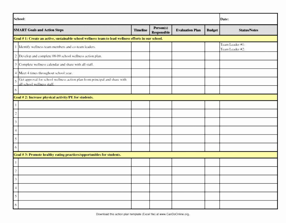 Smart Action Plan Template Excel Smart Action Plan Template Unique 6 Smart Action Plan