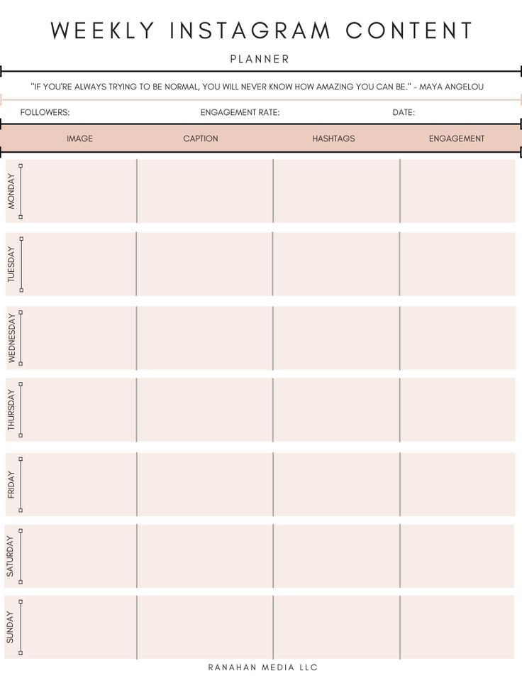 Social Media Content Planner Template 6 Sheets to Help Plan Out and organize Your Instagram