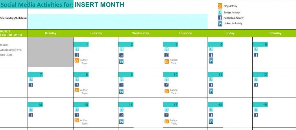 Social Media Content Planner Template the Best Content and social Media Calendar Templates