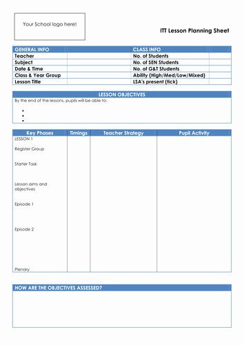 Special Ed Lesson Plan Template Special Ed Lesson Plan Templates Lovely Itt Pgce Lesson