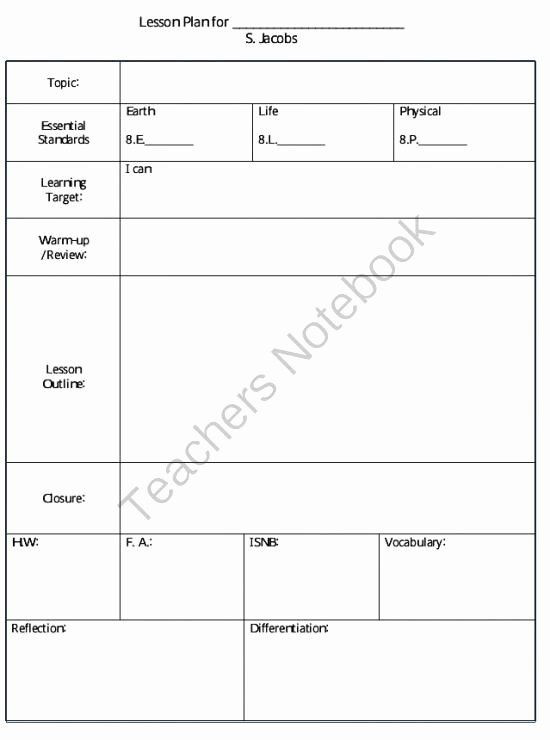 Stem Lesson Plan Template Middle School Lesson Plan Template New Freebie the Simply