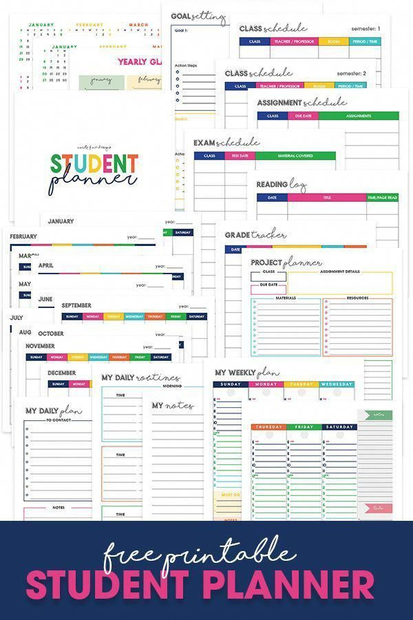 Student Planner Template Free Printable Free Printable Student Planner In 2020