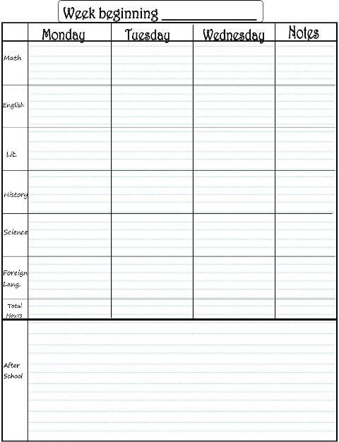 Student Planner Template Free Printable Student Planner