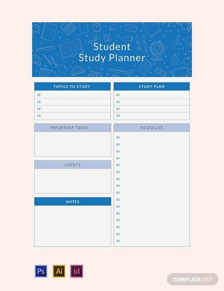 Study Plan Template for Students Free Student Study Planner Template In 2020