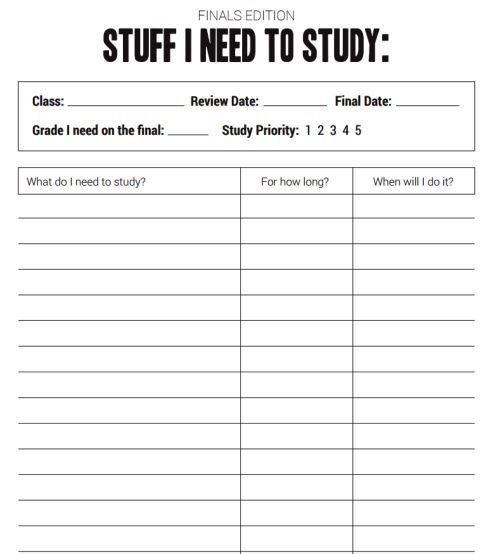 Study Plan Template for Students How Can I organize My Time School Work Study