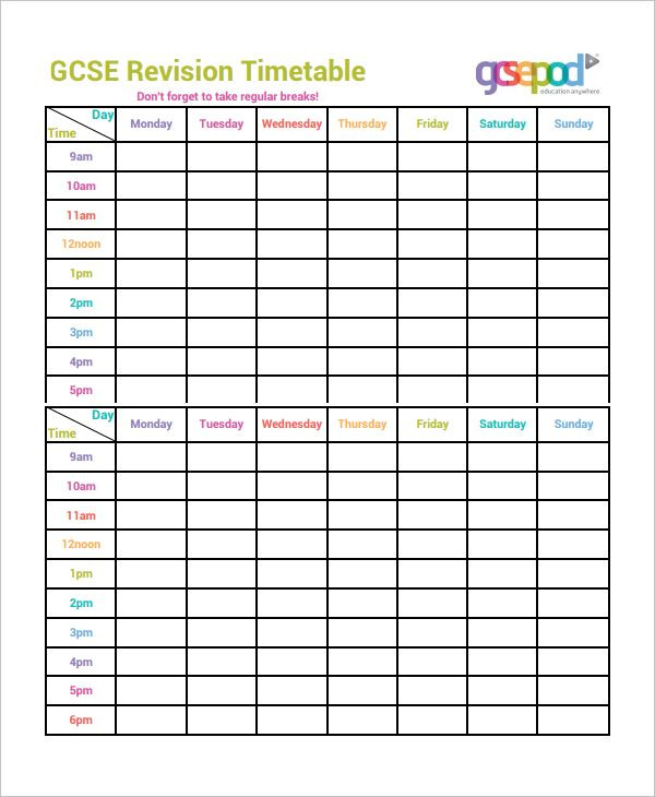 Study Plan Template for Students Pin On Charts