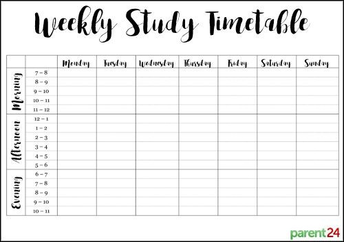 Study Plan Template for Students Print This Weekly Study Timetable to Help You Keep Track Of
