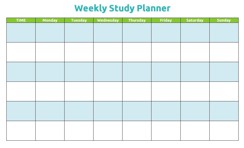 Weekly Study Planner Template Excel