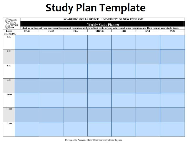 Study Plan Template Study Plan Templates