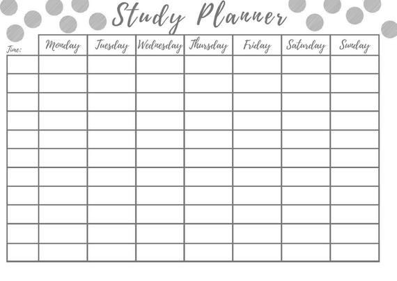 Study Plan Template Study Planner Printable Revision Planning Weekly Exam
