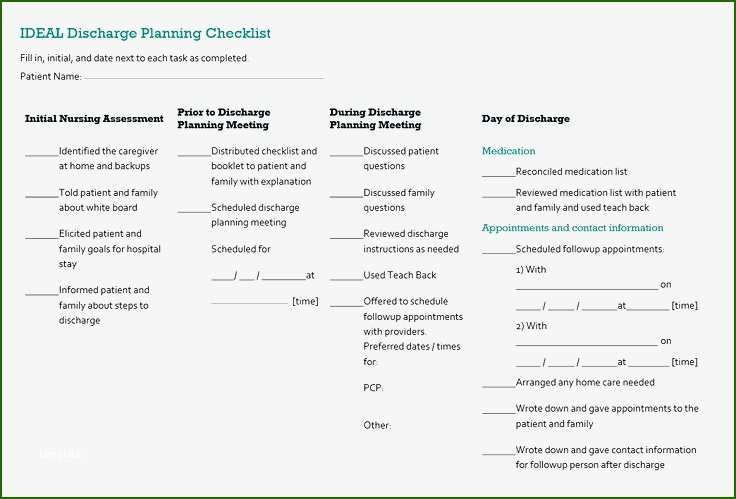 Substance Abuse Discharge Plan Template Stunning Discharge Planning Checklist Template You Ll Want