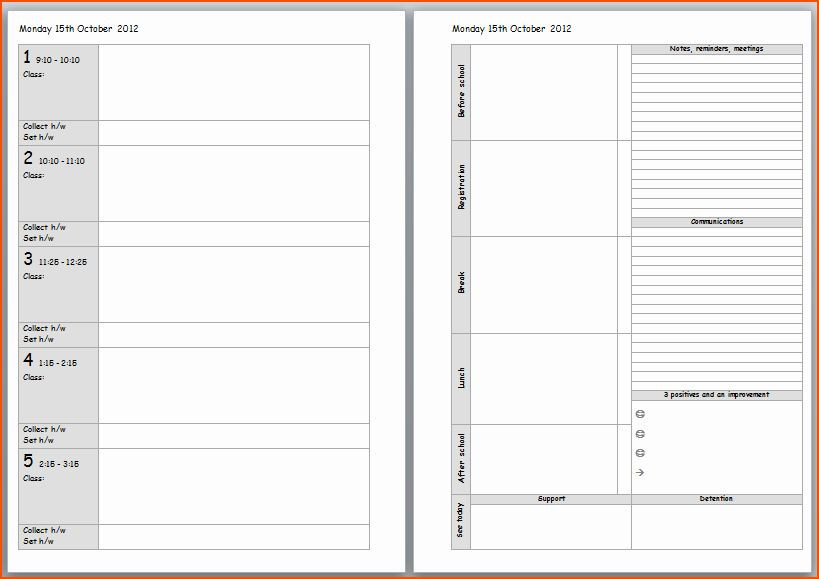 20 Teacher Weekly Planner Template