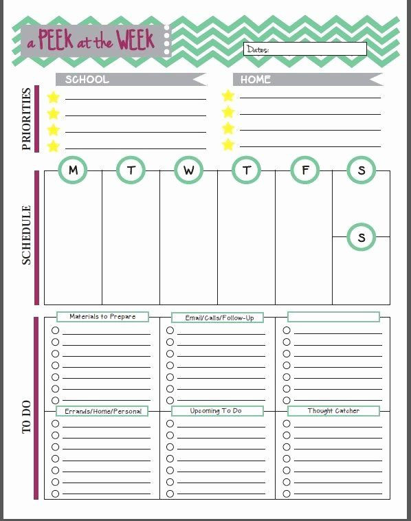 Teacher Weekly Planner Template Teacher Weekly Planner Template New 13 Free Planner Pages