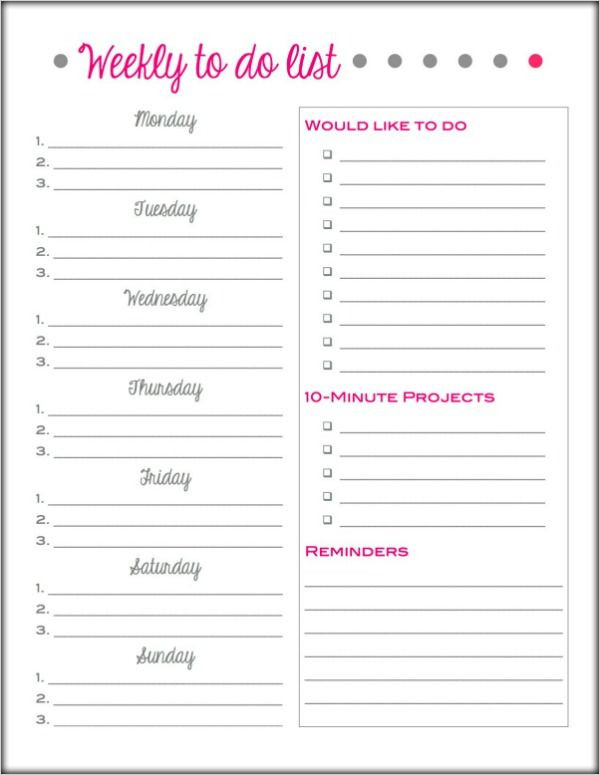 To Do List Planner Template Free Printable Weekly to Do List