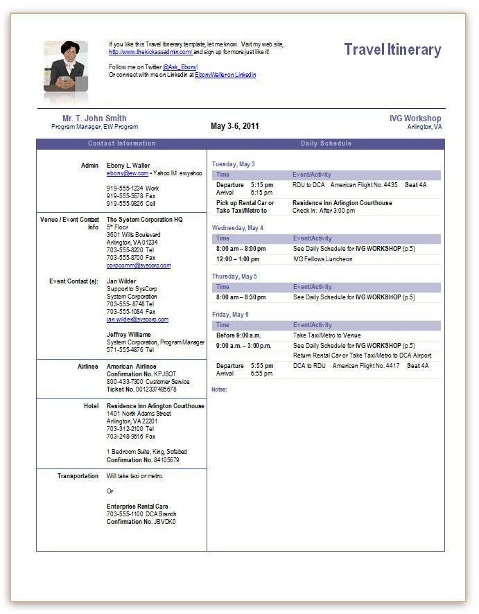 Travel Itinerary Planner Template Travel Itinerary