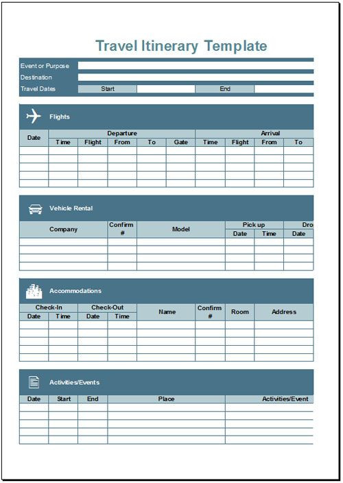 Trip Planner Template Excel Image Result for Travel Itinerary Template