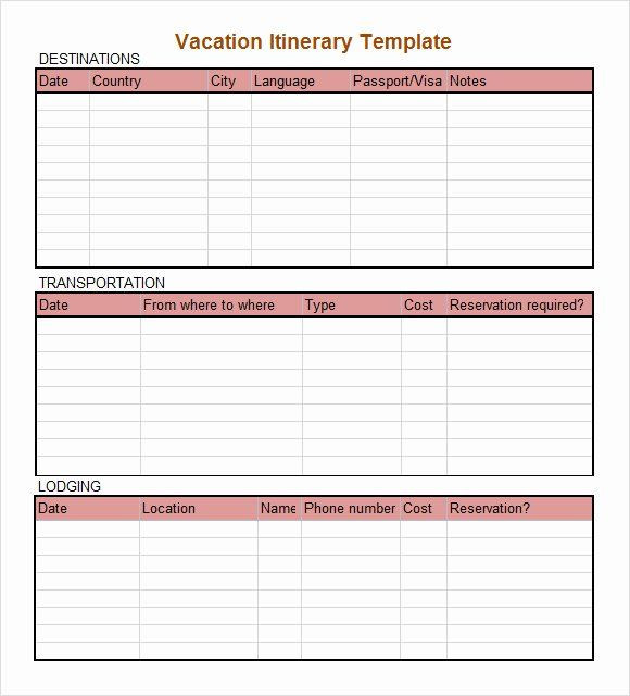 Trip Planner Template Excel Trip Planner Template Excel Unique Sample Daily Itinerary 7