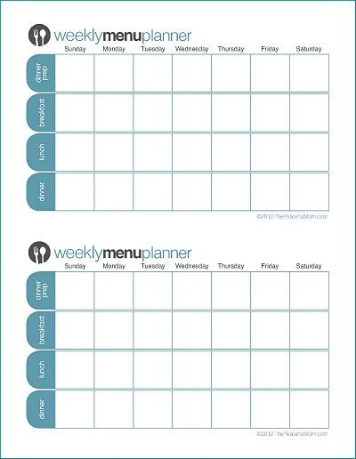 Two Week Meal Planner Template to Print Tpm Customizable Two Week Menu Planner the